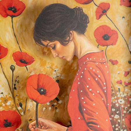 Tablou decorativ femeie în rochie roșie – fotografie produs principal [1]