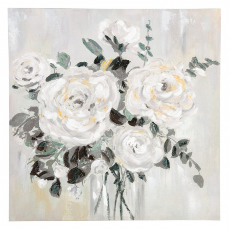 Tablouri - Tablou trandafiri albi pictat manual canvas floral elegant