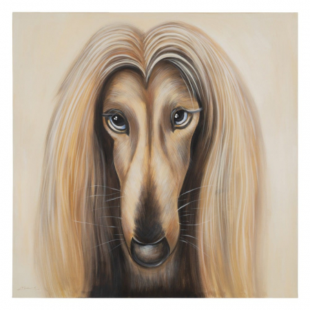 Animale - Tablou canvas pictat manual portret caine greyhound elegant 120x120