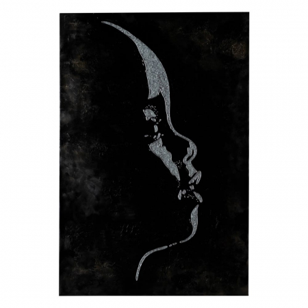 Decoratiuni perete - Tablou siluetă copil fundal negru, design monocrom texturat