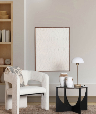 Tablouri - Tablou din panza alba cu model geometric in relief si rama din lemn Patrick