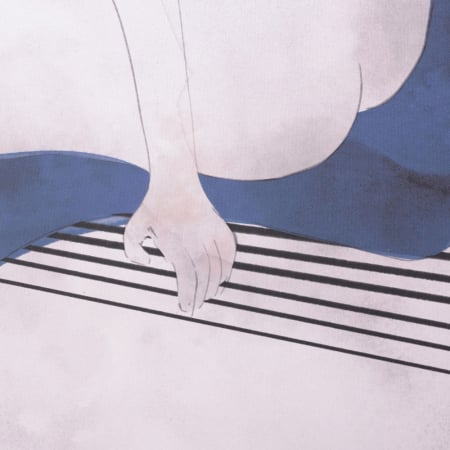 Tablou siluetă bej-albastru pe canvas – artă feminină modernă [3]