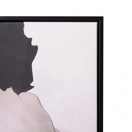 Tablou siluetă bej-albastru pe canvas – artă feminină modernă [1]