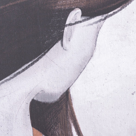 Tablou pictat manual siluetă portocaliu-bej – artă expresivă contemporană [2]