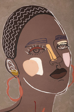 Tablou femeie Tribal, pictura pe panza, maro/bej [1]