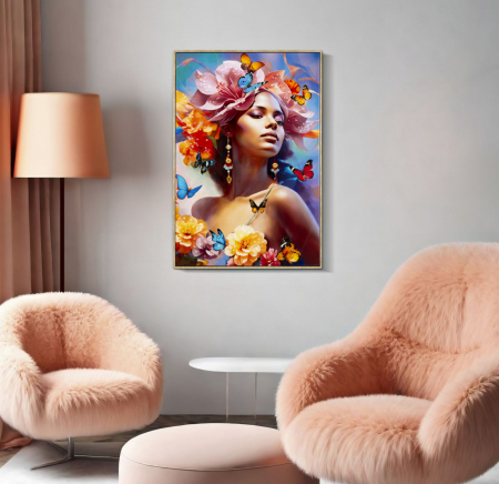 Tablou floral tropical 62x92 cm – artă expresivă cu influențe boho și culoare intensă [5]