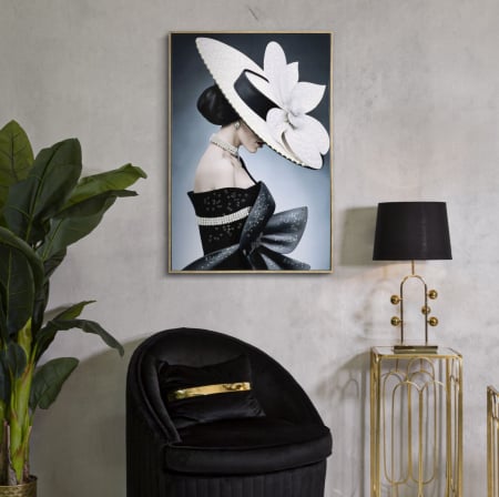 Tablou siluetă feminină monocrom 62x92 cm – artă fashion în stil haute couture [1]