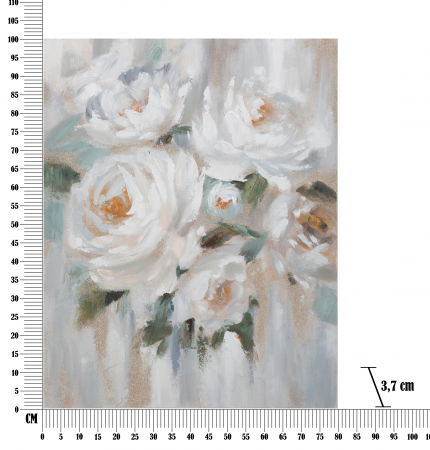 Tablou pictura canvas cu flori crem si detalii pastel [5]