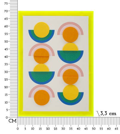 Tablou geometric cercuri galben neon 50x70 cm – compoziție retro pop pe pânză [6]