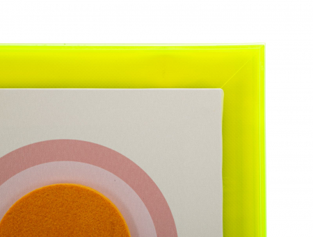 Tablou geometric cercuri galben neon 50x70 cm – compoziție retro pop pe pânză [2]