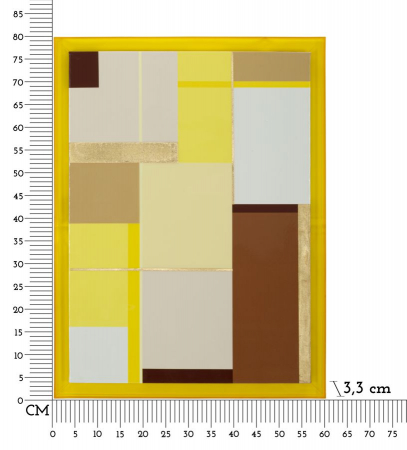 Tablou geometric galben maro 60x80 cm – forme dreptunghiulare pe pânză cu ramă translucidă [6]