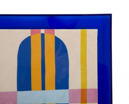 Tablou geometric multicolor albastru 60x80 cm – artă urbană pe pânză vibrantă [2]