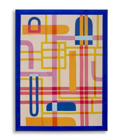 Tablouri - Tablou geometric multicolor albastru 60x80 cm – artă urbană pe pânză vibrantă