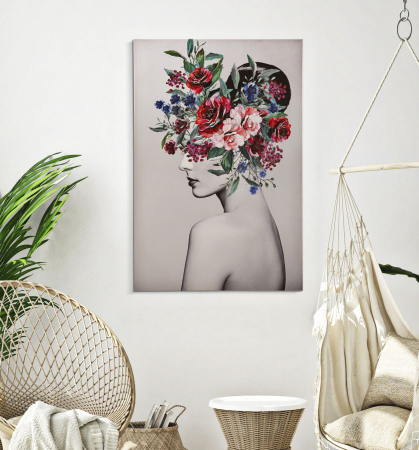 Tablou Lady Flower A, pictura pe panza, multicolor - creativdeco.ro [4]