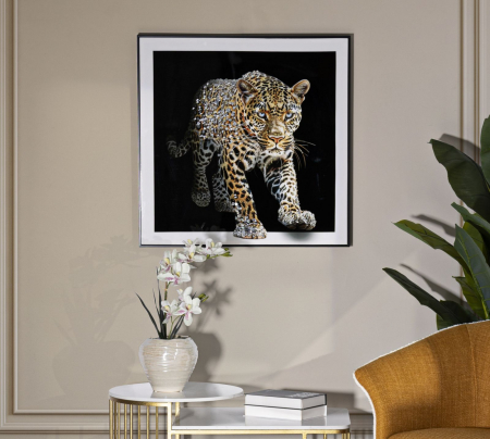 Tablou leopard cu detalii strălucitoare 82x82 cm – artă animalieră sofisticată [5]