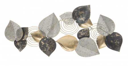 Decoratiuni metalice - CreativDeco Decoratiune Frunze Aurii Gri Design Artistic