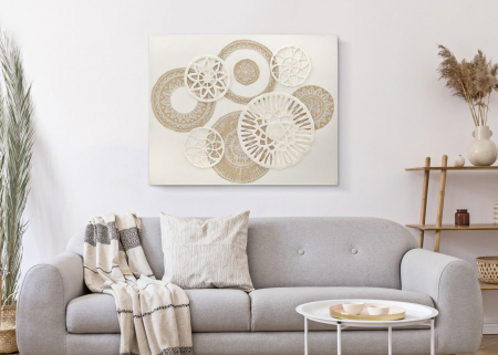 Tablou Boho Chic Motive Geometrice Alb Bej CreativDeco - Rafinament Artistic pentru Living si Birou [4]