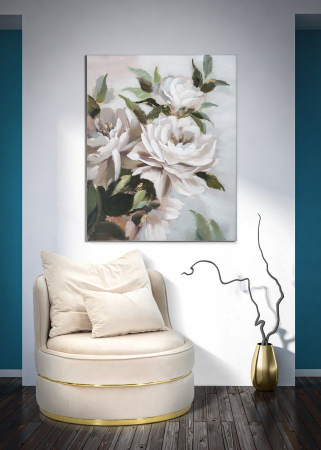 Tablou Flori Albe Aurii - Rafinament Relaxare CreativDeco [4]