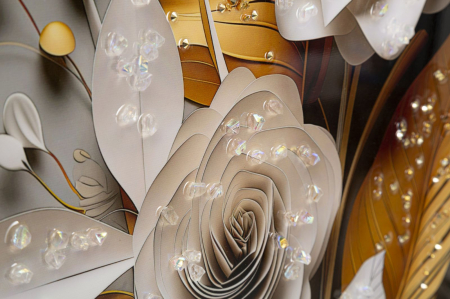 Tablou Tridimensional Flori Auriu - CreativDeco [3]