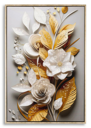 Tablou Tridimensional Flori Auriu - CreativDeco [1]