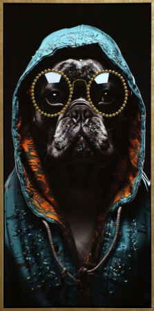 Tablouri - Tablou Pug Gluga Turcoaz Ochelari - CreativDeco
