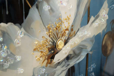 Tablou Flori Albe si Albastre Elegant - CreativDeco [3]