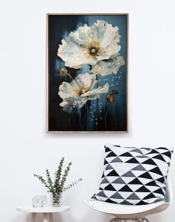 Tablou Flori Albe si Albastre Elegant - CreativDeco [5]