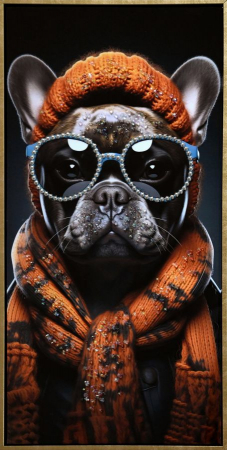 Tablouri - Tablou Bulldog Francez Accesorii Portocalii - CreativDeco