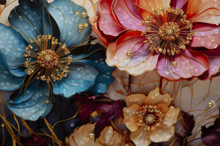 Pictura Canvas Flori Stilizate - Colorate si Rafinate CreativDeco [3]
