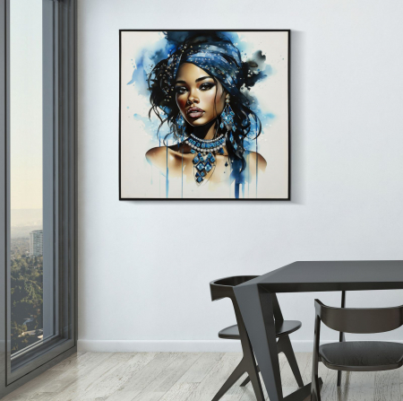 Tablou Portret Turban Albastru Cristale - CreativDeco [6]