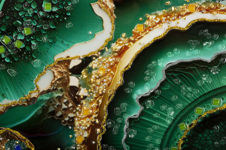 Tablou Agate Verzi si Aurii Modern - CreativDeco [2]