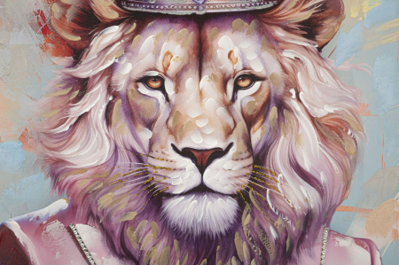 CreativDeco Portret Leu in Sacou Roz - Originalitate si Stil Modern [3]