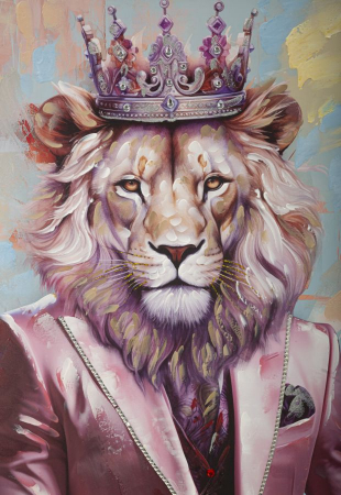 CreativDeco Portret Leu in Sacou Roz - Originalitate si Stil Modern [4]