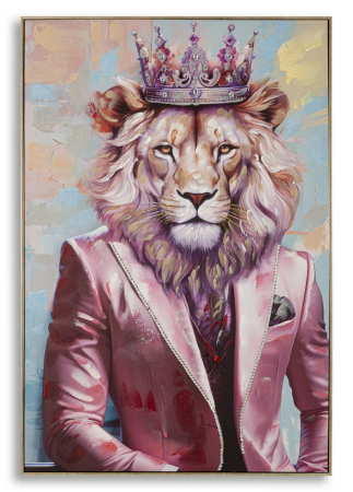 CreativDeco Portret Leu in Sacou Roz - Originalitate si Stil Modern [2]