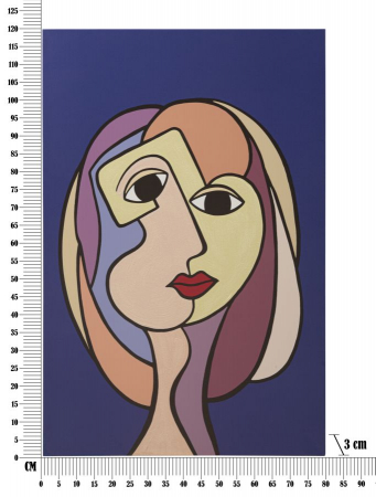 Tablou Canvas Portret Feminin Stilizat cu Fundal Albastru CreativDeco - Accent Artistic [5]