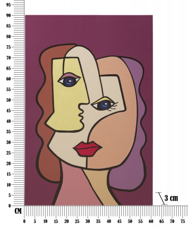Tablou Pictat Portret Feminin Stilizat cu Fundal Burgund CreativDeco - Accent Vizual Elegant [5]