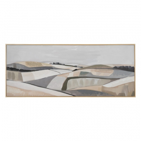 Tablouri - Tablou orizontal panoramic, peisaj colinar abstract, tonuri bej și ocru