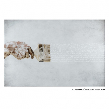 Tablouri - Tablou sticlă pensulă alb pe alb – compoziție luminoasă și poetică