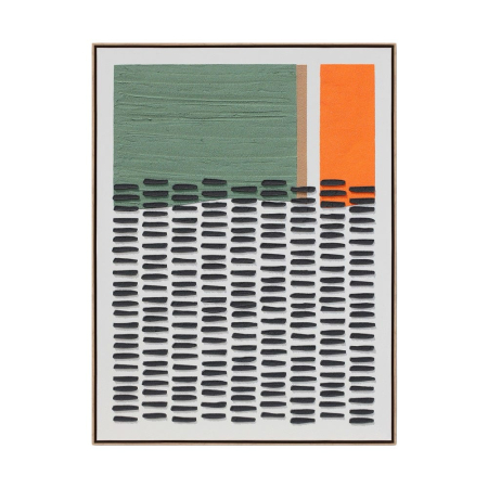 Decoratiuni perete - Tablou cu textura, bloc verde-portocaliu cu linii