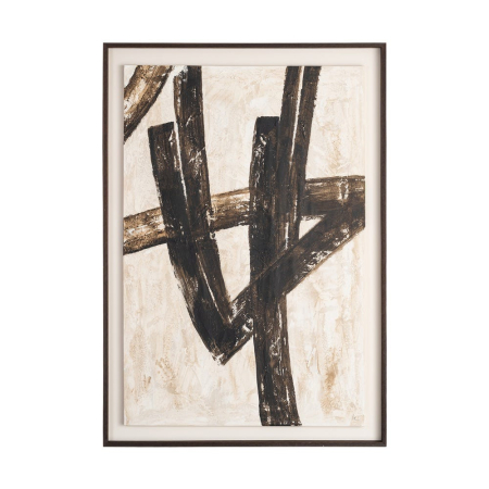 Decoratiuni perete - Tablou mare pictat manual pe panza, abstract maro-negru