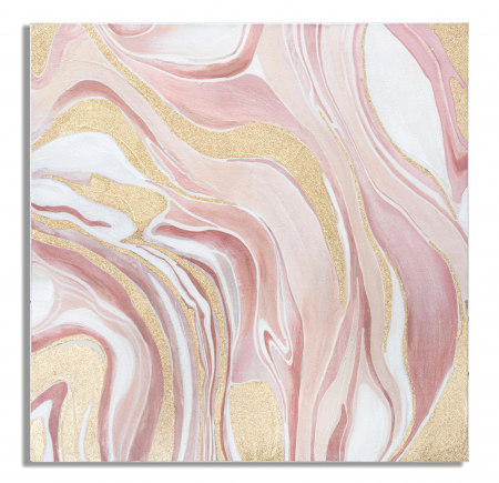 Tablouri - Tablou canvas abstract roz auriu Pinkly | creativdeco