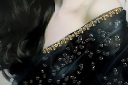 Tablou portret femeie pălărie neagră 62x92 cm – eleganță clasică reinterpretată pe pânză [3]