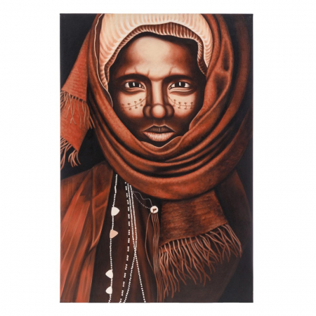 Tablouri - Tablou tribal portret masculin maro-ocru – acrilic pe canvas 100x150 cm