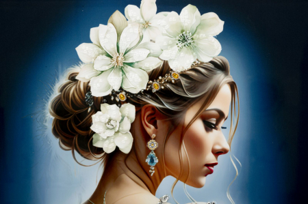 Tablou portret flori bijuterii elegante 72x102 cm – rafinament feminin cu accente prețioase [2]