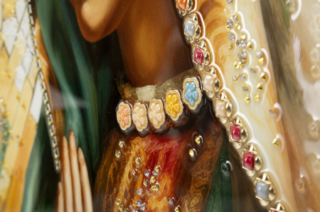 Tablou religios Fecioara Maria 72x102 cm – artă sacră cu accente aurii simbolice [3]