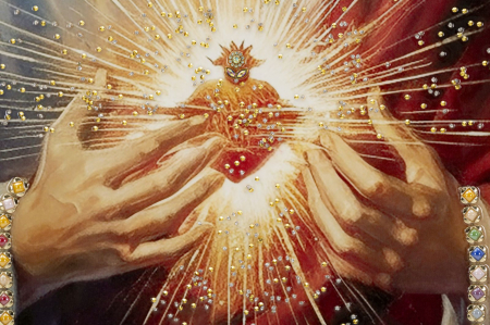 Tablou religios Iisus Inima Sacră 72x102 cm – simbol decorativ spiritual cu detalii clasice [2]