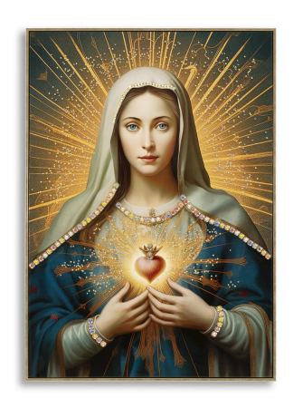 Decoratiuni perete - Tablou religios Inima Imaculată 72x102 cm – artă spirituală pentru spații tradiționale