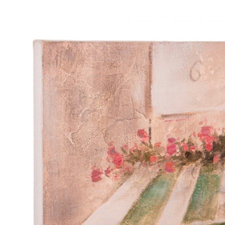 Tablou canvas romantic cu restaurant parizian și flori pe lemn de pin [1]