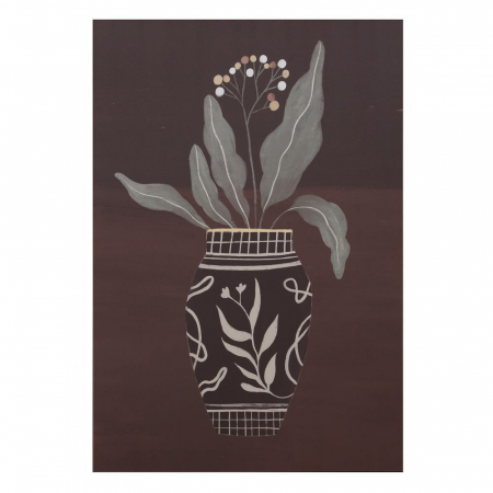 Tablouri - Tablou vază florală pe fundal maro – stil boho natural vertical 80x120 cm