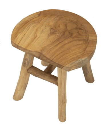 Taburet artizanal modern din lemn de tec reciclat Sel [3]